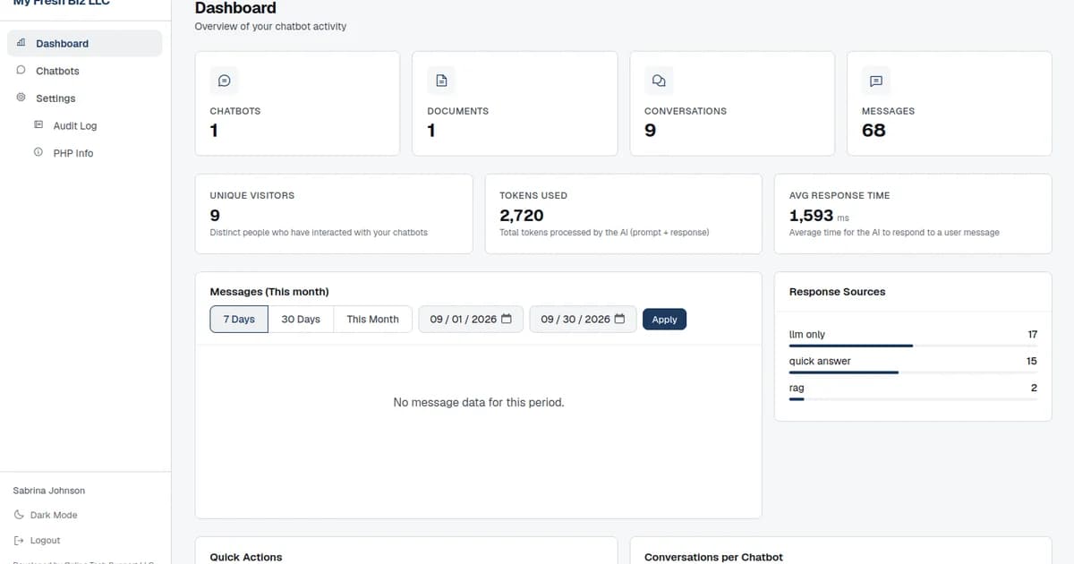 PHP Chatbot Assistant preview 1