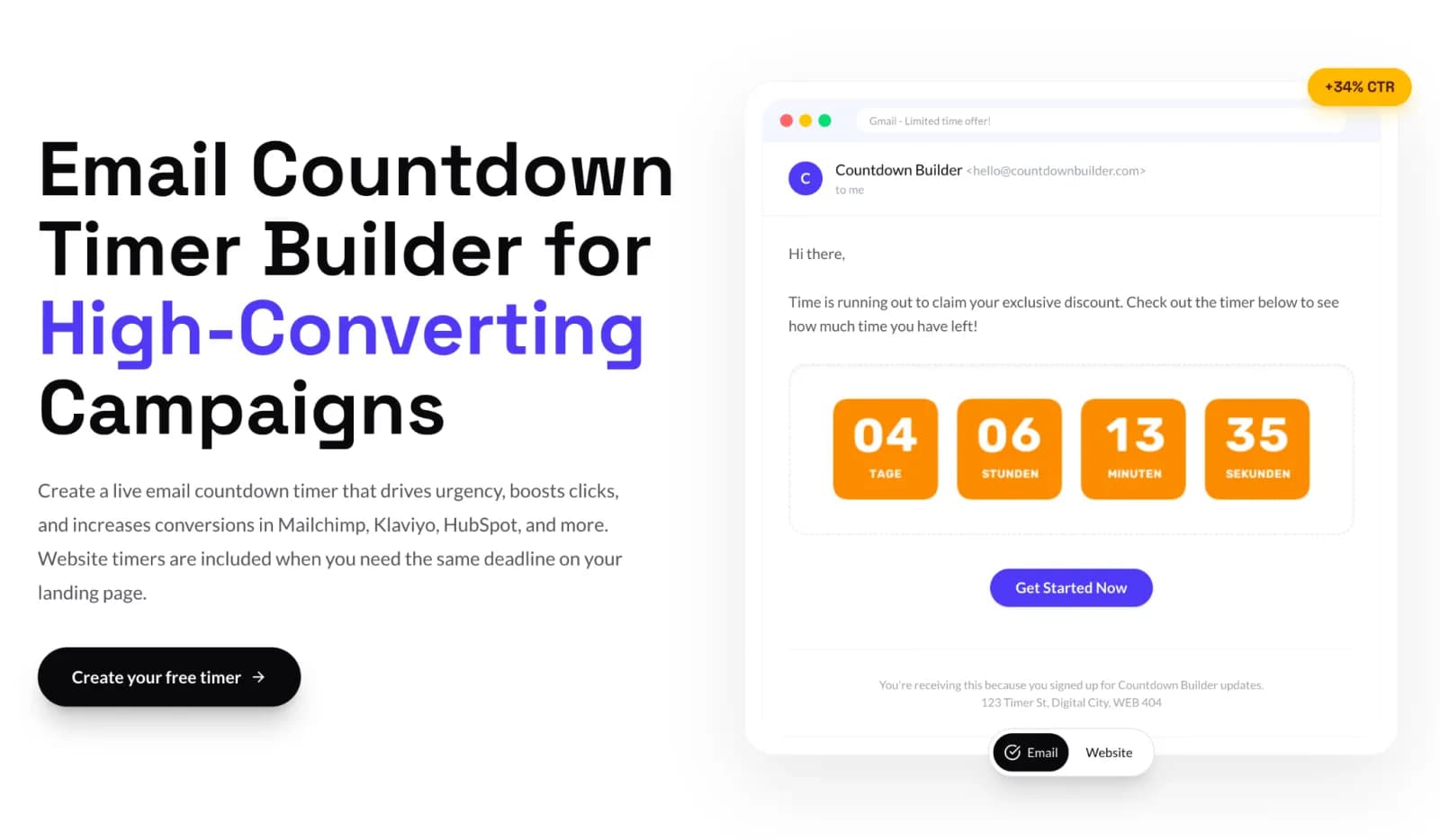 Create free email countdown timer - Countdown Builder preview 1