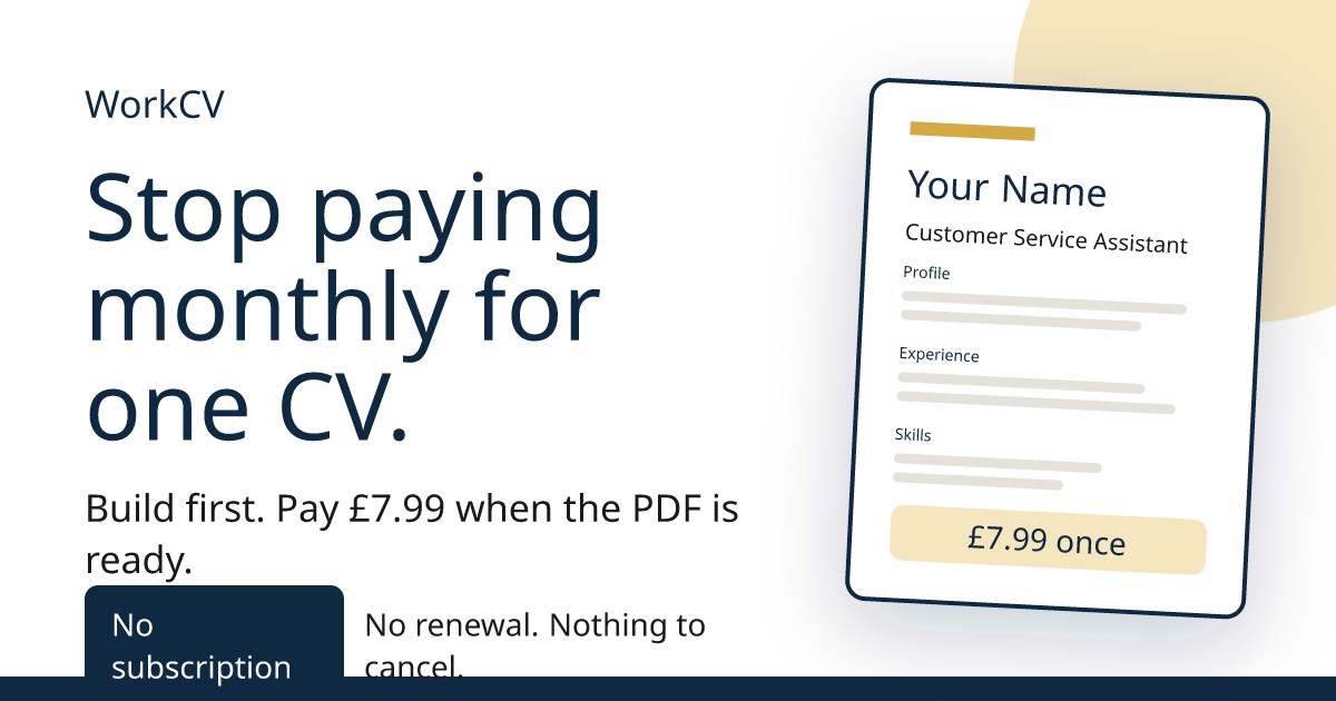 WorkCV - One UK CV. GBP 7.99. preview 1
