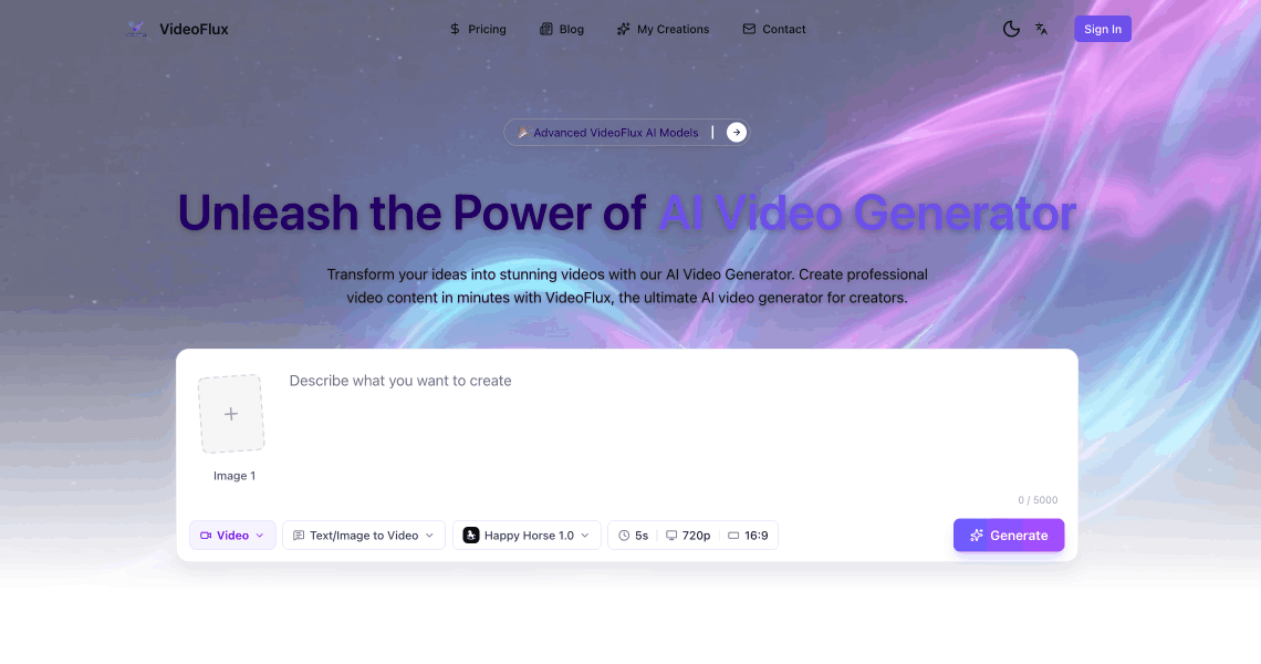 AI Video Generator | VideoFlux preview 1