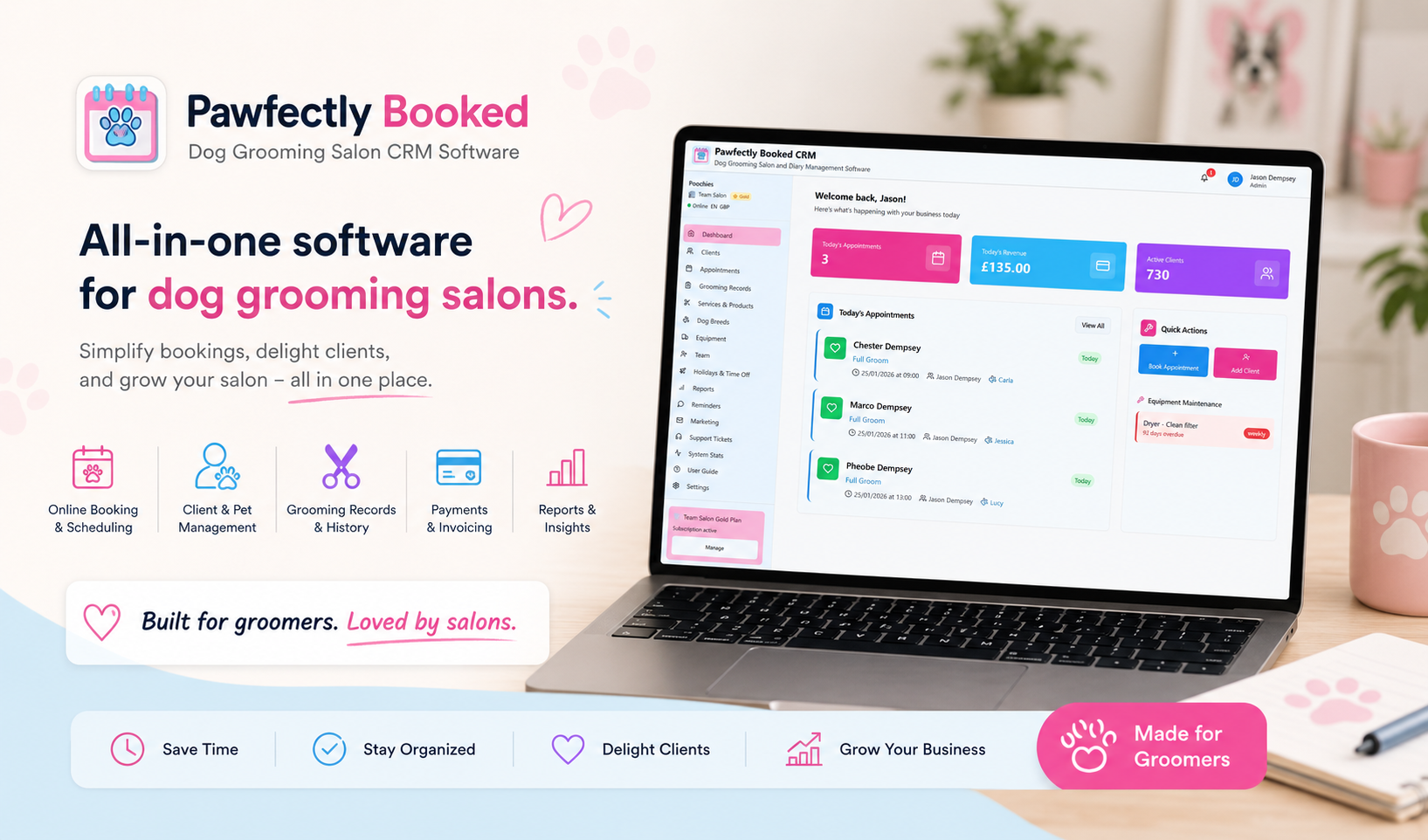 Pawfectly Booked | Dog Grooming Software for UK & US Salons preview 1