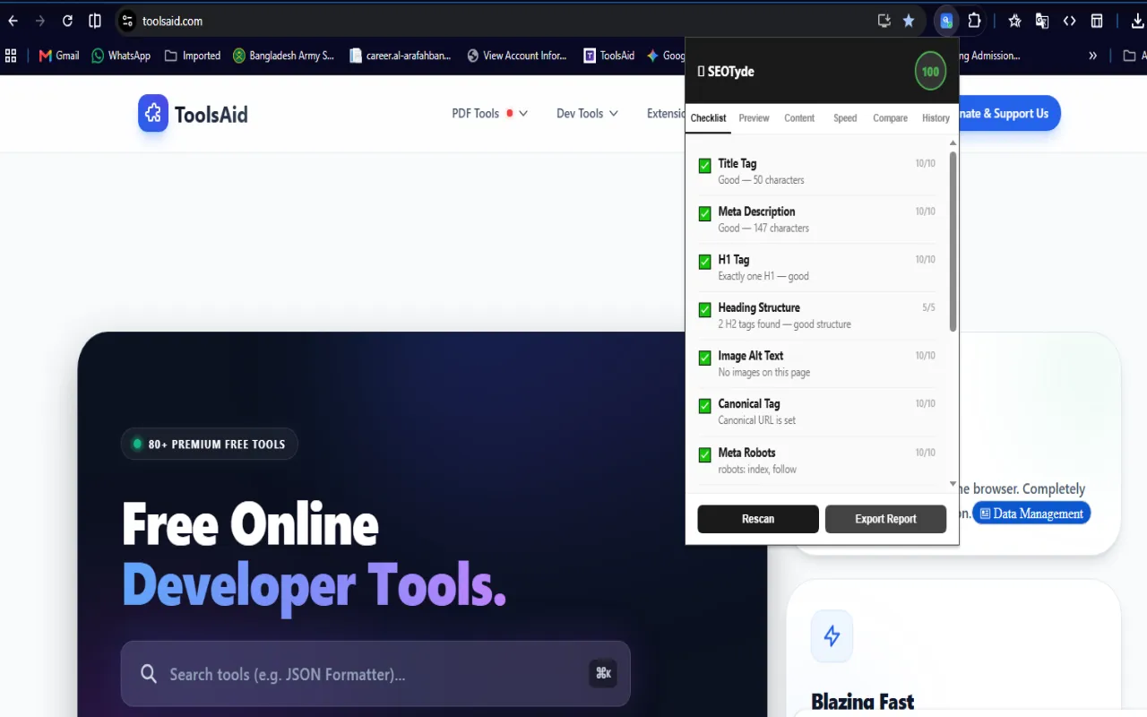 SEOTyde - Instant On-Page SEO Audit | Chrome & Firefox preview 2