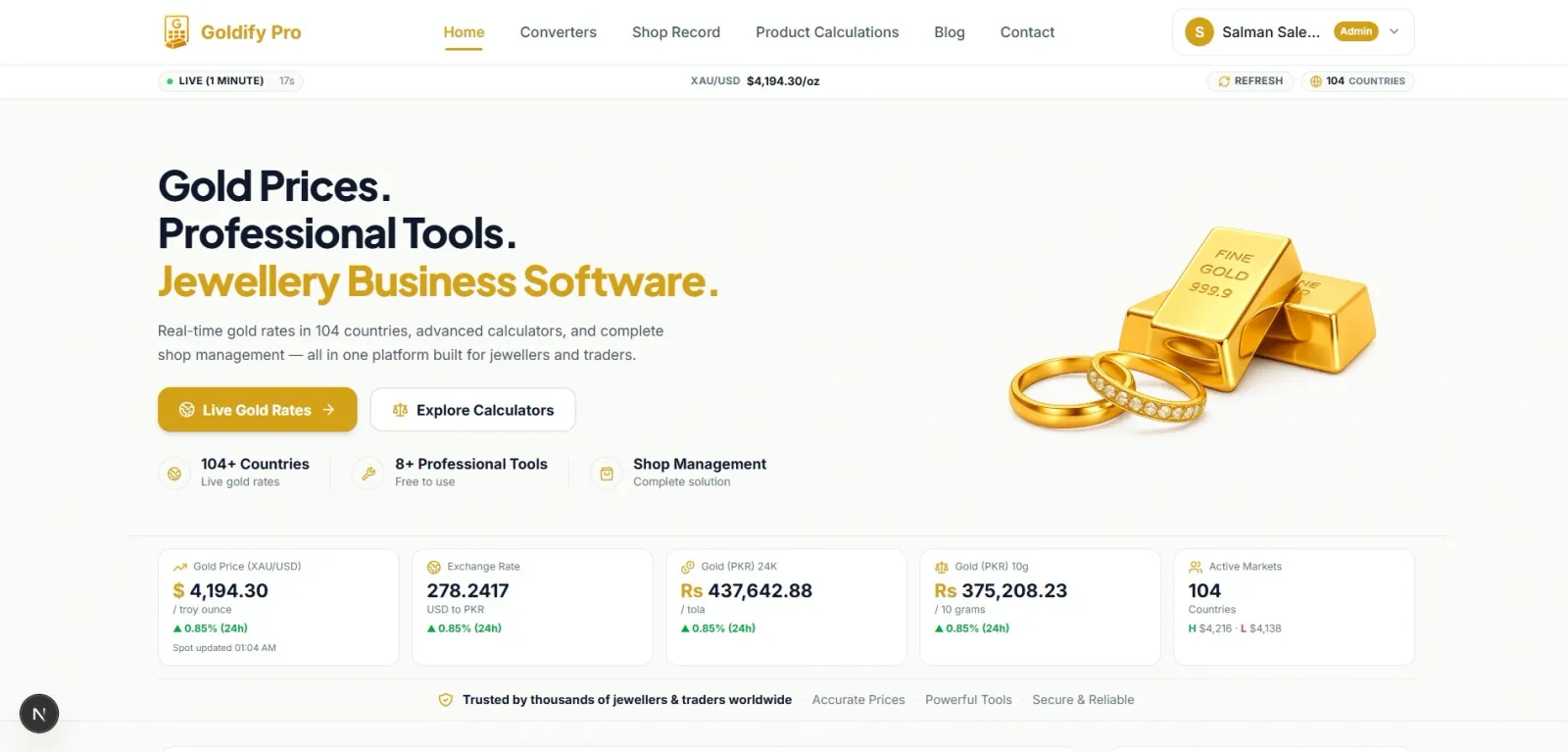 Gold Price Today $4,036/oz · 24K/22K Live | Goldify Pro preview 1