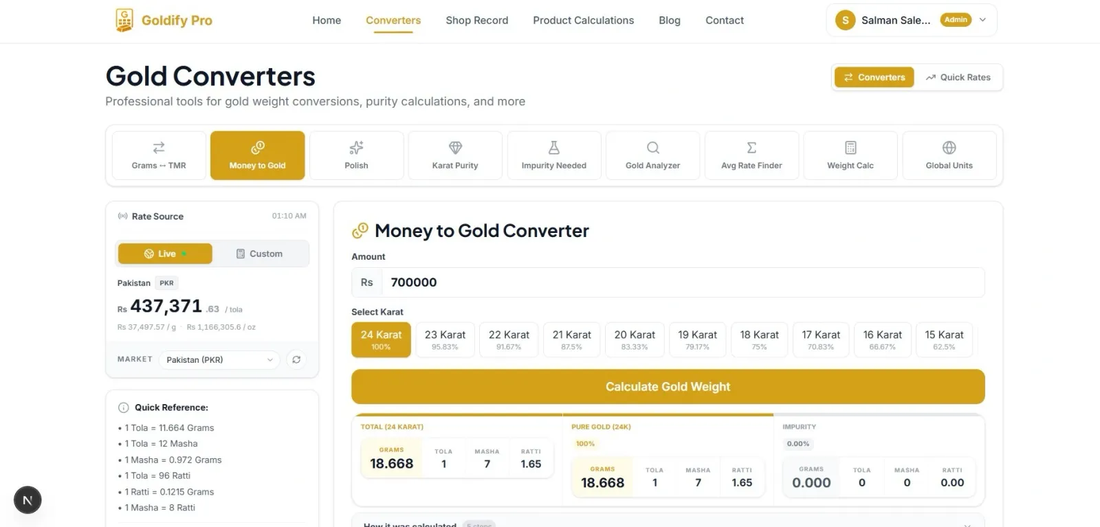 Gold Price Today $4,036/oz · 24K/22K Live | Goldify Pro preview 2