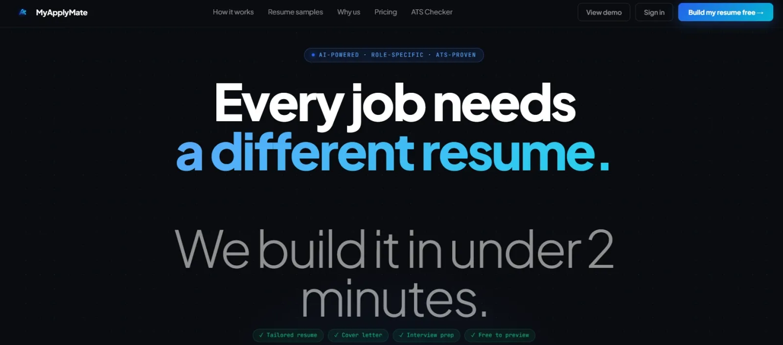 MyApplyMate — AI Resume Tailoring for Job Seekers preview 1