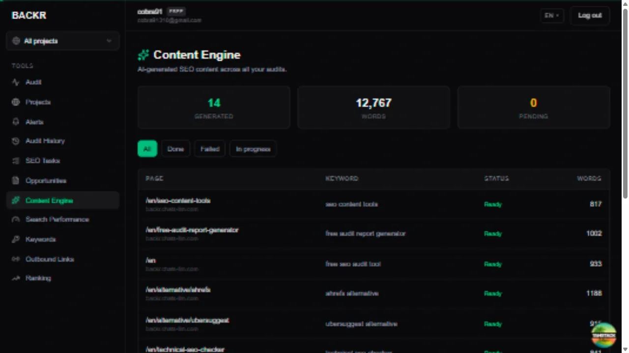 BACKR — Free SEO Audit Tool & AI Content Generator preview 2
