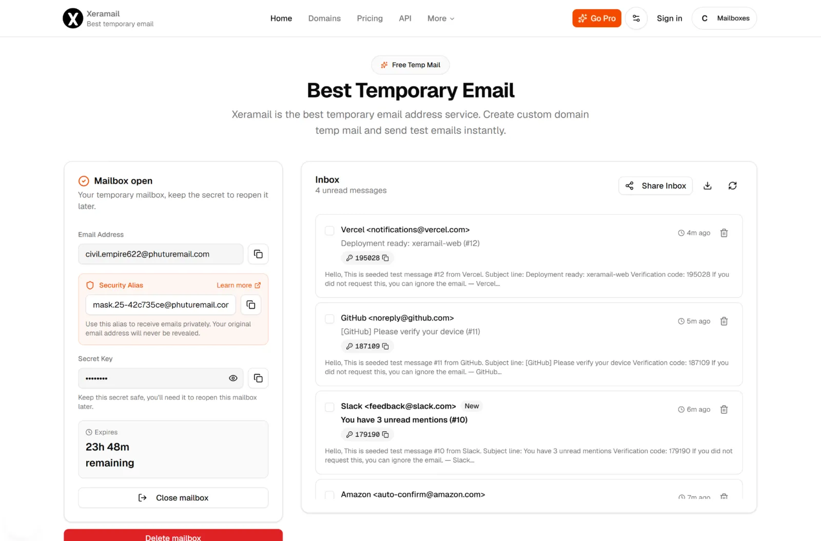 Xeramail Temp Mail preview 2