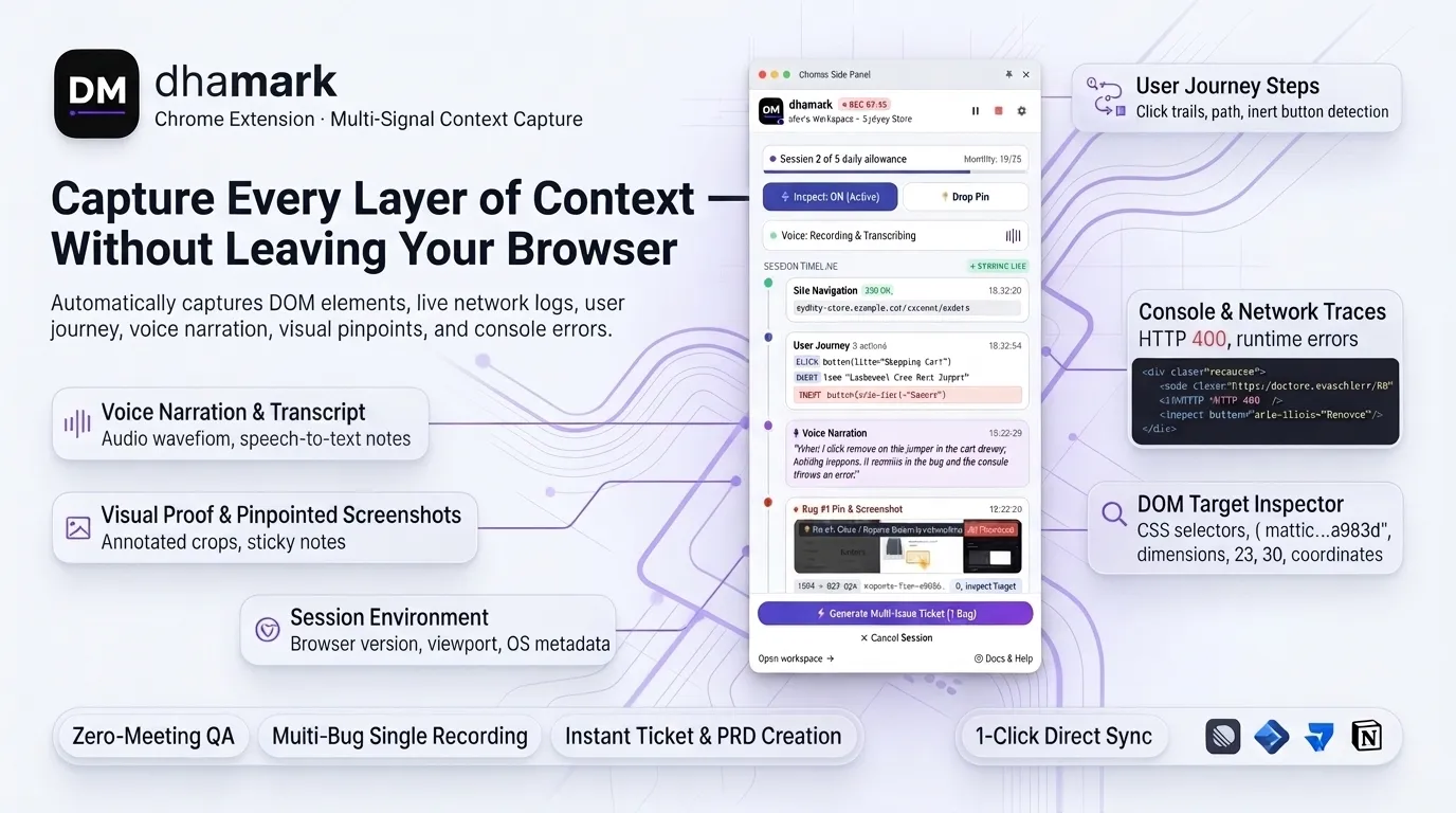 Dhamark: record the steps, get build-ready tickets preview 2