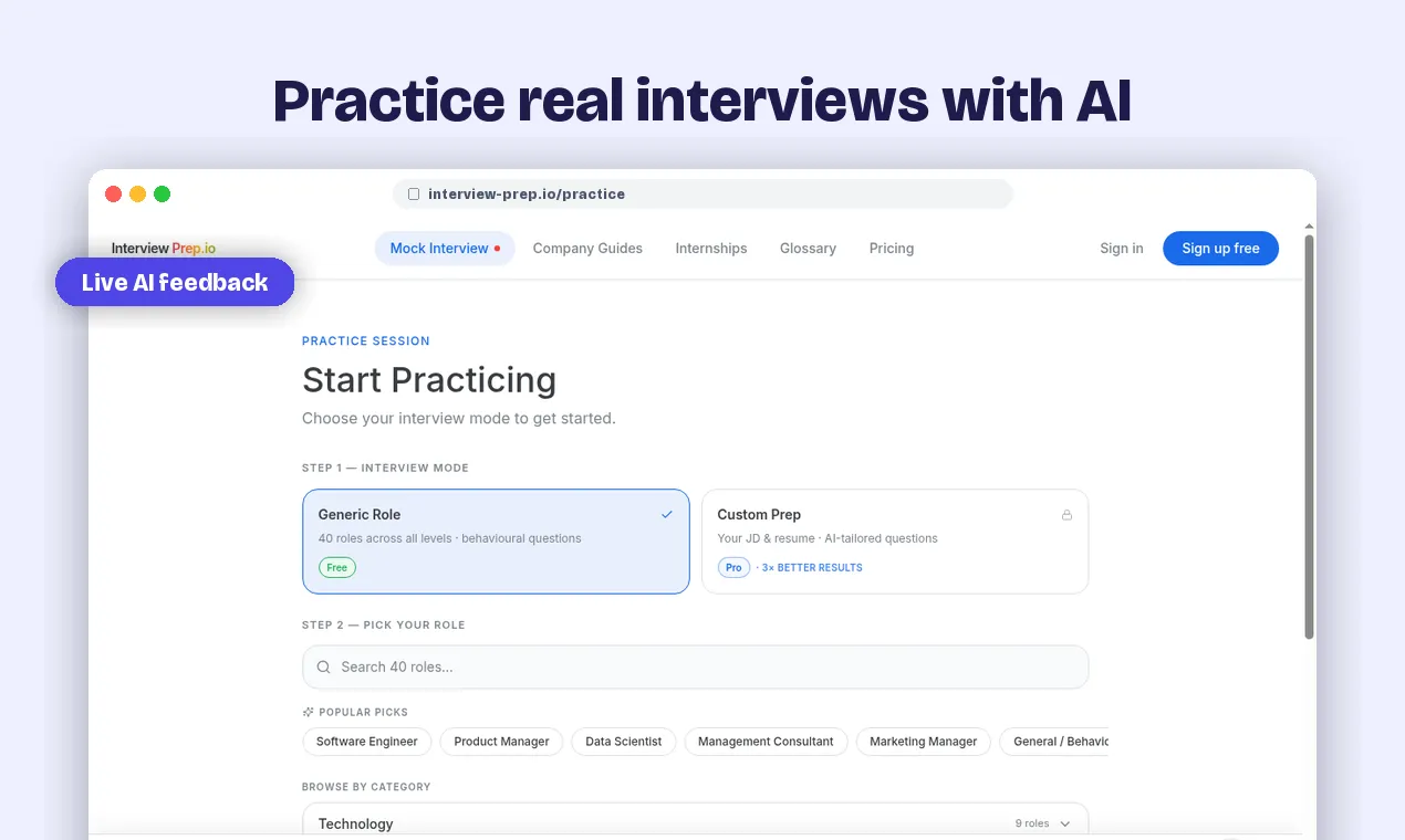 Interview Prep.io — AI Mock Interviews & STAR Scoring preview 2